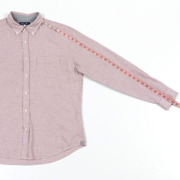 Alex Mill Shirt Men's Large Blue Red Micro Plaid 100% Cotton Button Down - Picture 5 of 10